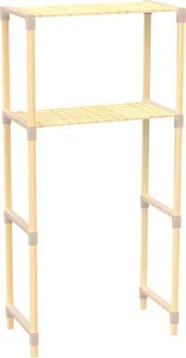 Produktbild von FixWood 2-stöckiges Waschmaschinenregal – Beige – Holzregal für Waschmaschine – Platzsparendes Badezimmerregal 127 cm – Buche-Optik – 33 x 66 x 127 cm