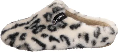 A side view of a leopard print slipper.