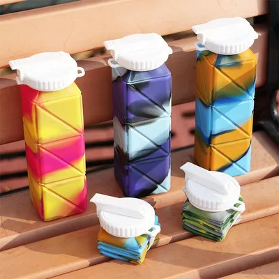 Image de Bouteille d'eau en silicone - Pliable et légère - 620 ml - Durable et anti-fuite