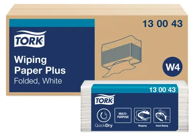 Productafbeelding van TORK Sterke multifunctionele papierdoekjes, wit, model W4, artikelnummer 130043