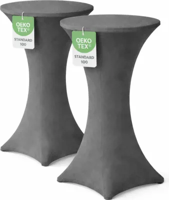 Produktbild von Stehtischhusse für Bistrotisch mit 4 Fußlaschen elastisch Stretch   Ø 60-65x110-120 cm Anthrazit (5 Stück)