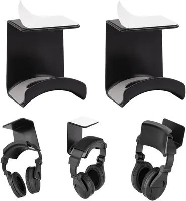 Immagine prodotto di Supporto per cuffie - Porta cuffie - Organizzatore per cuffie - Montaggio adesivo - 2 pezzi - Nero