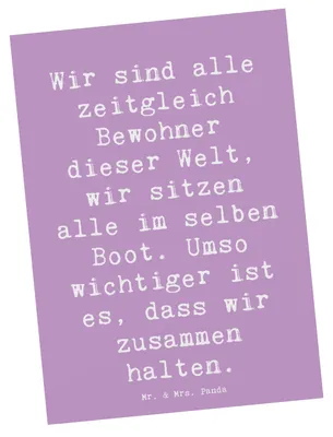 Produktbild von Mr. & Mrs. Panda Postkarte Spruch Freundlichkeiten verbreiten - Lavendeltraum - Geschenk, Motivation, Freundlichkeit, Grußkarte, Unterstützung, Harmonie, Zuversicht