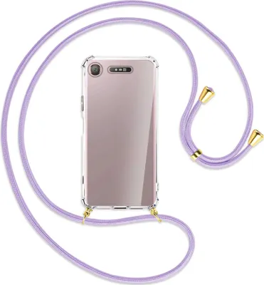 Produktbild von Handykette Backcover-Schutzhülle mit Band (Metall goldfarben) für Sony Xperia XZ1 - violett
