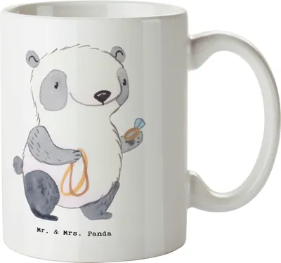 Produktbild von Mr. & Mrs. Panda Kaffeetasse Schmuckverkäufer Herz - Weiß - Geschenk, Kaffeebecher, Ausbildung, Juwelier, Goldschmuck, Teetasse, bedruckt, Goldschmied, Shopping, Tasse