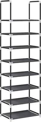 Zdjęcie produktu dla vidaXL Stojak na buty 8-poziomowy czarny 44x28x145 cm włóknina