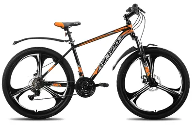 Immagine prodotto di Mountain bike - MTB, taglia 66 cm, unisex - Ruote con 3 raggi - 18 velocità - Telaio in alluminio - Freni a disco meccanici - Colore: arancione