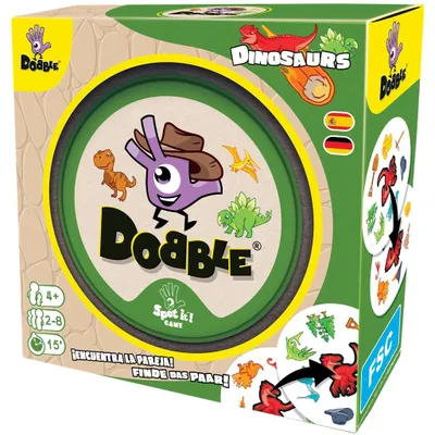 Produktbild von Asmodee Dobble Dinosaurs, Beobachtungskartenspiel für Kinder und Erwachsene, 15