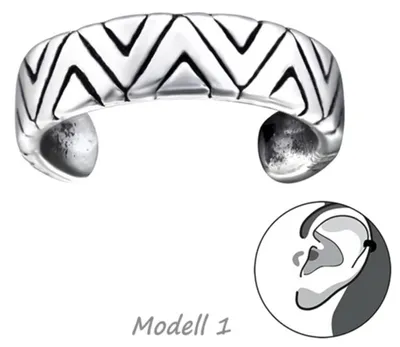 Produktbild von Ohrklemme Silber 925: Ear Cuff Ohrring ohne Loch Modell 1