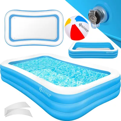 Produktbild von KESSER® Aufblasbarer Pool Familienpool für Kinder und Erwachsene Gartenschwimmbad Familienschwimmbad Sommer Planschbecken Füllmenge Kinderfreundlich Entwässerungslöcher