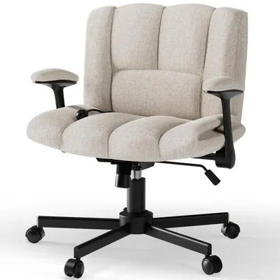 Produktbild von Verdego Bürostuhl, Gekreuzten Beinen, Schneidersitz Stuhl Breiter Sitzfläche, Schreibtischstuhl mit Armlehnen, Höhenverstellbarer Drehstuhl, Beige