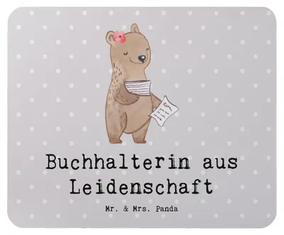 Produktbild von Mr. & Mrs. Panda Mousepad Buchhalterin Leidenschaft - Grau Pastell - Geschenk, pc mauspad, Mouse Pad, laptop, Beruf, Lustig, Angestellte, Buchhalter, mausunterlage