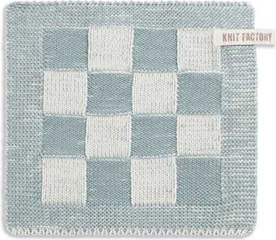 Produktbild von Knit Factory Topflappen Block - Ecru/Stone Green - 23x23 cm