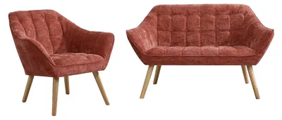 Produktbild von 2-Sitzer Sofa und Sessel aus strukturiertem Terrakotta-Stoff CASERTA