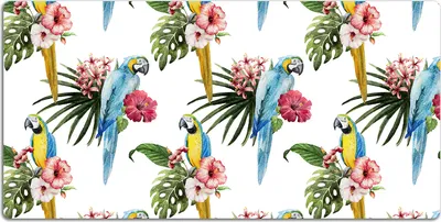 Produktbild von Schreibtischmatte Tischunterlage 100x50 cm Mauspad - Papageien und Blumen