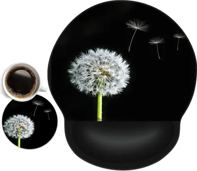 Obrázek produktu pro Ergonomická podložka pod myš s gelovým polštářkem a opěrkou pro ruce + podtácek - Dandelion