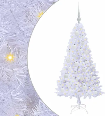 Image de vidaXL Sapin de Noël artificiel blanc 120 cm PVC et acier