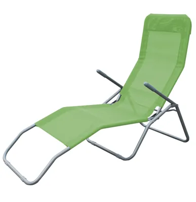 A green lounge chair on a white background.