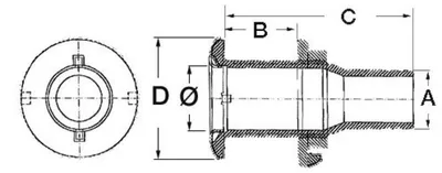 Immagine prodotto di Uscita a bordo AISI 316 3/4" x 25 mm , 1 pezzo