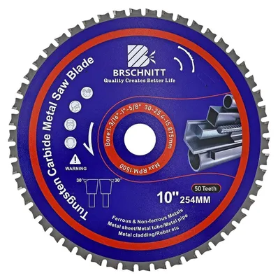 Image de Lame de scie circulaire pour métaux, 254 mm, 50 dents, en carbure de tungstène (TCT), pour acier, aluminium, cuivre et acier de construction