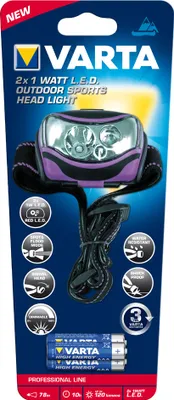 Produktbild von Varta 18630 101 421, Stirnband-Taschenlampe, Schwarz, Violett, IPX4, LED, 2, 120, 1 W