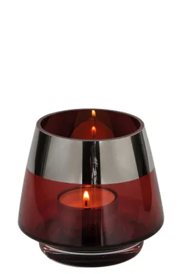 Fink Teelichthalter JONA – Transparent, Höhe 15 Cm | Für Gemütliche Stimmung Drinnen & Draußen | Silberner Rand, Flammenschutz