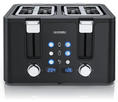 Produktbild von Arendo 4-Scheiben-Toaster Edelstahl, Display, 6 Bräunungsstufen