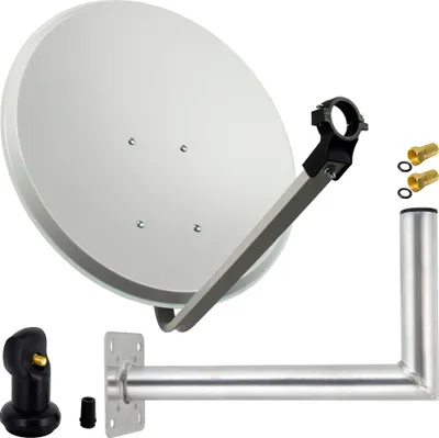 Produktbild von PremiumX SAT Anlage 60cm Satellitenantenne Hellgrau Single LNB Wandhalter