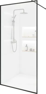 Produktbild von HOME DELUXE - Duschabtrennung - BAKI - Breite: 120 cm, Schwarzer Rahmen, Klarglas, 1 Raster Optik - 10 mm ESG - Sicherheitsglas I Walk in Dusche, Duschwand, Duschtür