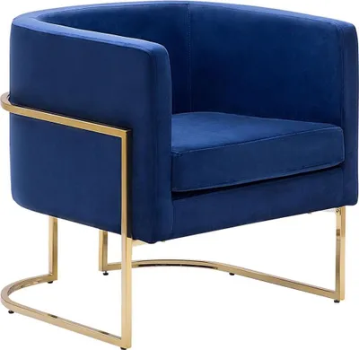 Produktbild von BELIANI Cocktailsessel Dunkelblau Polsterbezug aus Samtstoff mit Metallgestell in Gold halbrunde Form Glamouröser Edler Stil