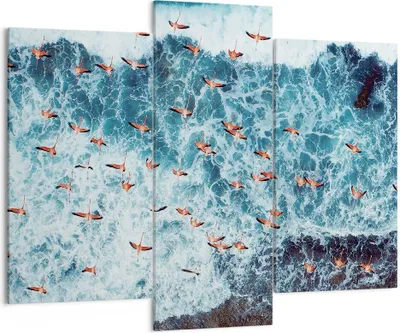 Produktbild von Bild auf Leinwand - Leinwandbild - 3 Teile - Flamingos Karibik Vögel - 130x100cm - Wand Bild - Wanddeko - Wandbilder - Leinwanddruck - Bilder - Wanddekoration - Leinwand bilder - CB130x100-5013