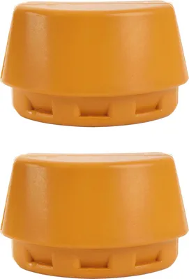 Two orange suspension bump stops are shown against a white background.