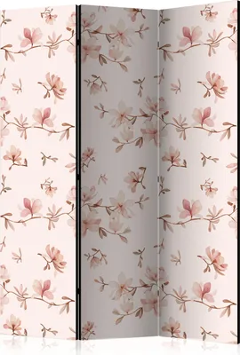 Produktbild von 3-teiliger Doppelseitiger Vlies Paravent - Magnolia Twigs 135x172 cm b-C-0267-z-b
