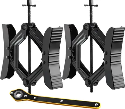 Produktbild von H-Chock Radstabilisator für Anhänger und Wohnmobile - Reifenunterlegkeil mit Ratschenschlüssel - 2 Stück Set