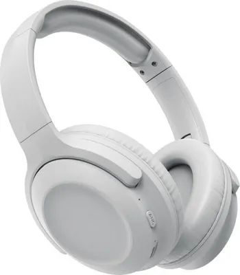 Imagen del producto de Muvit: Auriculares estéreo plegables con cancelación activa de ruido, adaptadores y estuche de viaje, color blanco