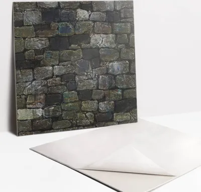 Produktbild von Fliesenaufkleber Set - 9 Stück Selbstklebende PVC Fliesen-Designs - Für Bad und Küche 30 x 30 - Steinwand