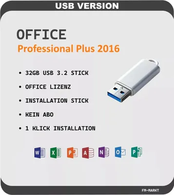Produktbild von Microsoft Office 2016 Professional Plus Word Exel Outlook USB Installation Stick