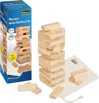 Produktbild von Reise Wackelturm 15x5x5cm Holz 54 Holzbausteine, ab 6 Jahren