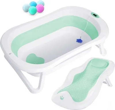 Produktbild von Famanu Faltbares Babybad mit Badewannensitz - XXL mit Thermometer, 3 Niveaus