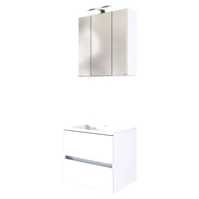 Produktbild von Waschplatz-Set 60 cm inkl. LED Spiegelschrank ARLON-03 matt weiß BxHxT 60x200x55 cm