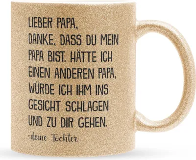 Produktbild von 22Feels Glitzertasse Gold Papa Geschenk von Tochter Vatertag Vater Geburtstag Weihnachten Kaffeetasse Männer Haferl Geschenkidee Bürotasse