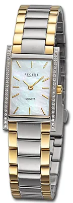 Produktbild von Regent Damenuhr Edelstahl-Armbanduhr Analog Metallarmband silber gold D3URBA866