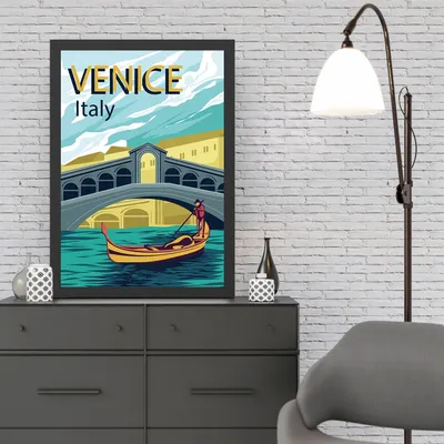 Obrázok produktu pre Wallity, Benátky 2 (40 x 55), Dekoratívny obraz v ráme z MDF, 100 % MDF, viacfarebný, 40 x 55 cm