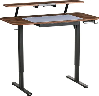 Produktbild von BELIANI Schreibtisch Braun / Schwarz Stahl Gestell 120 x 60 cm Elektrisch Höhenverstellbar Memory Funktion USB Anschluss Mousepad Sitz-Steh Bürotisch
