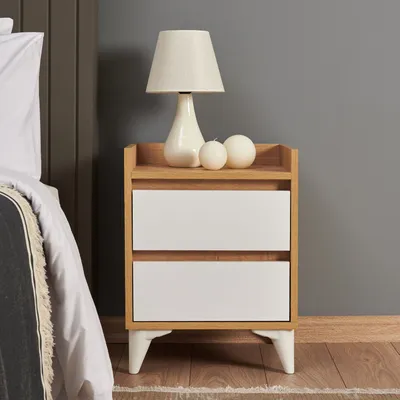 Produktbild von Skye Decor, Tuvalle 041, Nachttisch, 100 % Melaminbeschichtete Spanplatten, Saphireiche, 45 x 40 x 59 cm