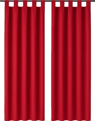 Image de Foulard décoratif Ellen à boucles, lot de 2, rouge, 140 x 145 cm