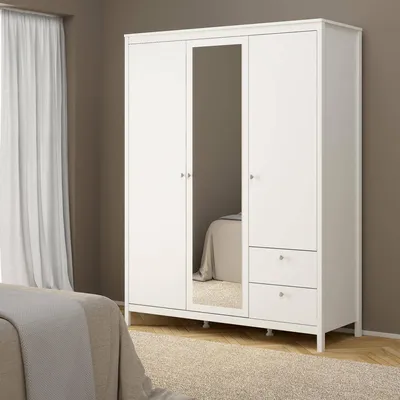 Immagine prodotto di Dmora Guardaroba 3 Ante Rufina 58.4x150 cm Bianco, Appendiabiti 3 Ante
