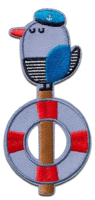 Immagine prodotto di Mono Quick: gabbiano su un palo - toppa, trasferimento termico, applicazione, patch, toppa da stirare, dimensioni: 9,7 x 4,6 cm