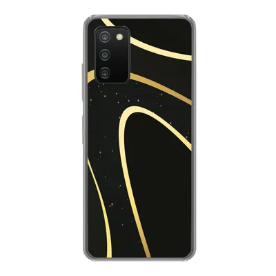 Produktbild von MuchoWow® Handyhülle Schutzhülle Hülle für Samsung Galaxy A03s Goldene Wellen auf schwarzem Hintergrund Silikon Softcase Handy Hülle - Schutz