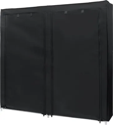 Produktbild von Intirilife Faltschrank 116,5x30x114 cm in RABEN SCHWARZ - Mit Reißverschluss Stoffschrank Kleiderschrank Schuhregal Sideboard mit 12 Ablagefächern - Camping Steckschrank Textil Garderobe